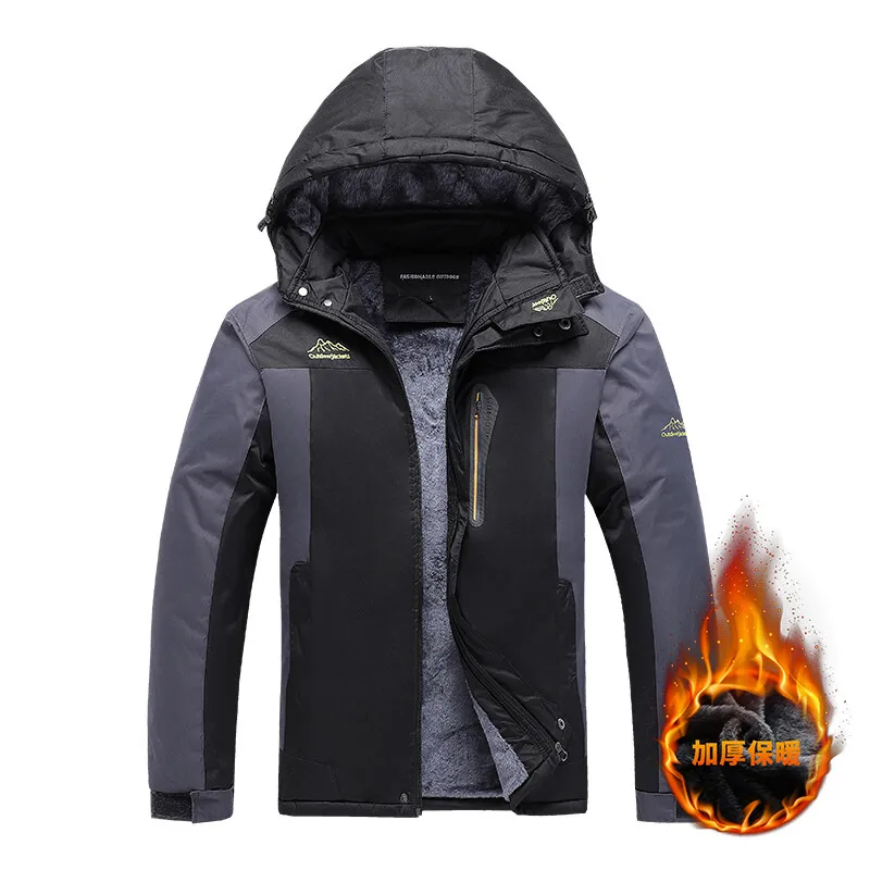 

L-9xl Outdoor Assault Jacket Men's Large Plush Thickened Mountaineering Jacket Winter Coat Windproof and Warm Cotton Jacket 2022