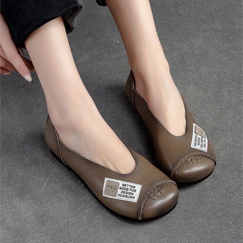 

Туфли женские из натуральной кожи с круглым носком, на мягкой подошве