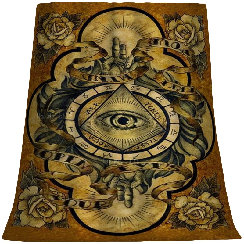 

All Seeing Eye Tattoo Sketch Evil Pyramid Ancient Mysteries Supernatural Creature Flannel Blanket Fit For Travel Office Camp Use