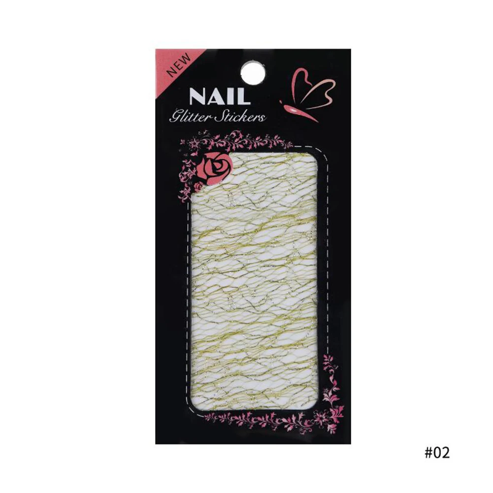 

DIY Manicure Decal Wraps Decal Embossed Stripe Line 3D Adhesive Mesh Nail Sticker Nail Glitter Hollow Transfer Foils