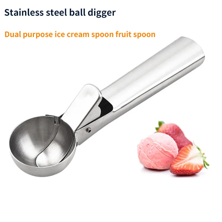 

Factory Wholesale Stainless Steel Cream Dipper Dual-Purpose Ice Cream Ball Scoop Ice Cream Fruit Spoon Ball Scoop