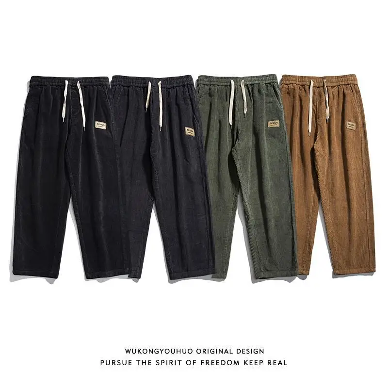 

WOOFIN Autumn And Winter Corduroy Cargo Pants Japanese Vintage Pure Straight Classic Tipo Calça Штаны Мужские Yoga Pantalones