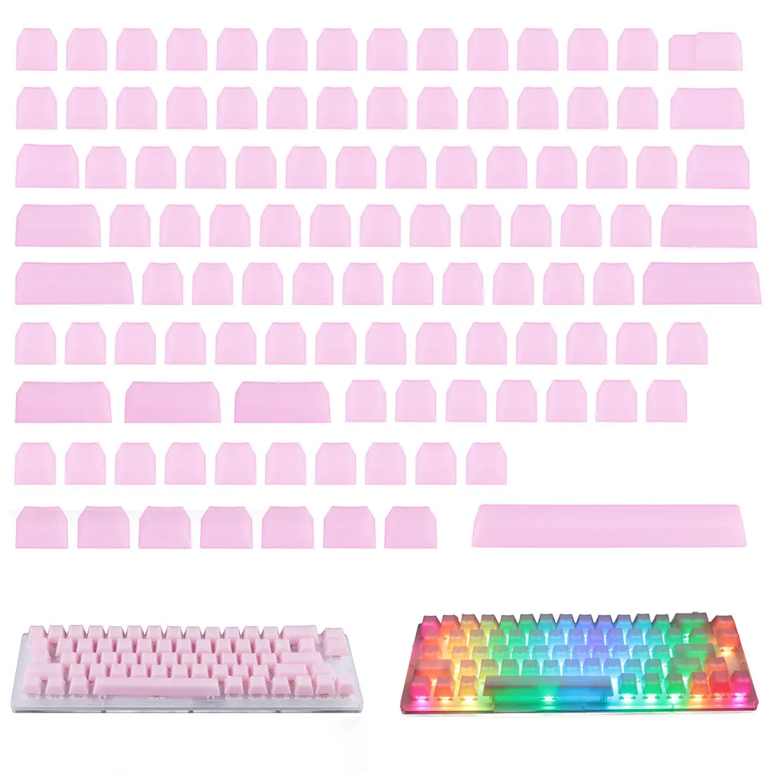 

109 Keys POM Jelly Keycaps Doubleshot Translucent OEM Profile Keycaps For DIY (61/87/104/108 Keys) Mechanical Keyboard -(Blank)