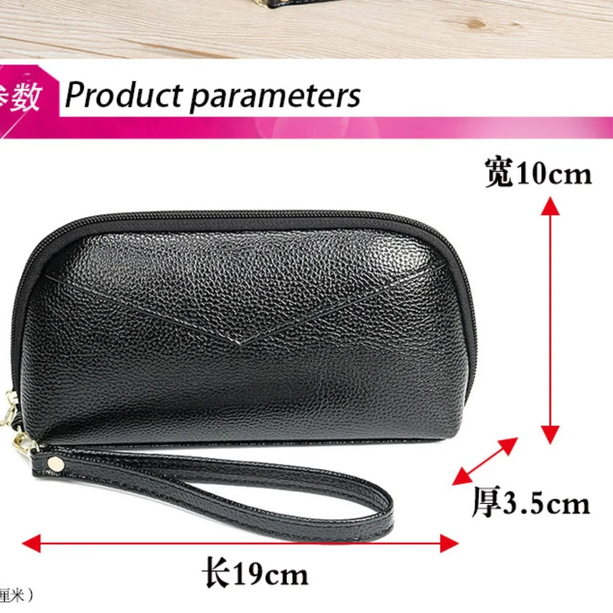 Кожаный кошелек женский красный/синий/розовый/черный сумки на молнии длинный из