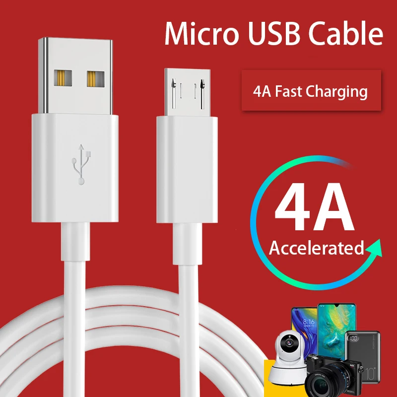 

USB Micro Cable 4A Fast Charging Data Cable for VIVO Xiaomi Huawei Tablet Android Phone Camera Accessories Charger USB Cable