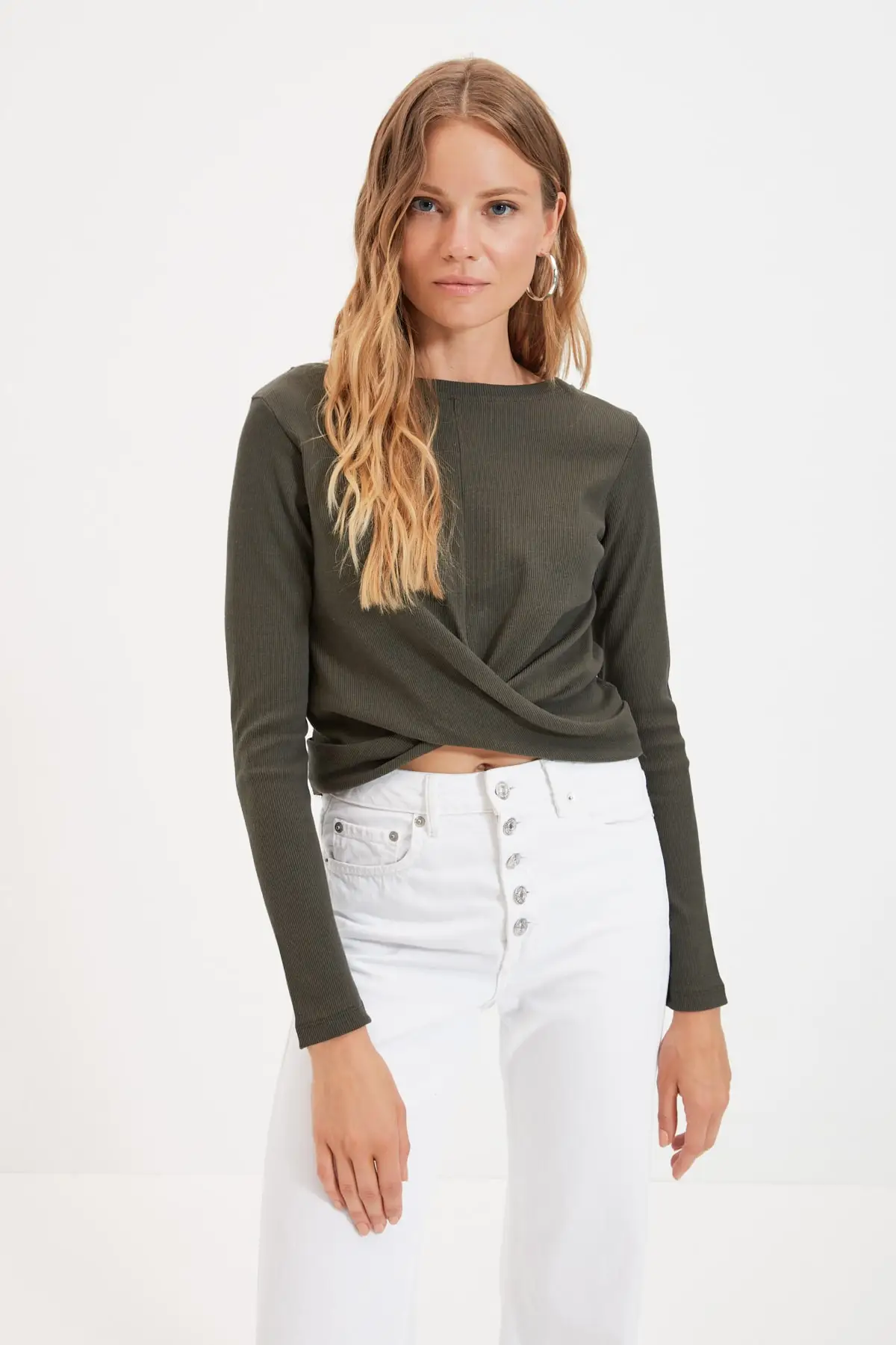 

Trendyol Wraped Waist Detail Crop Knitted Blouse TWOAW22BZ0412
