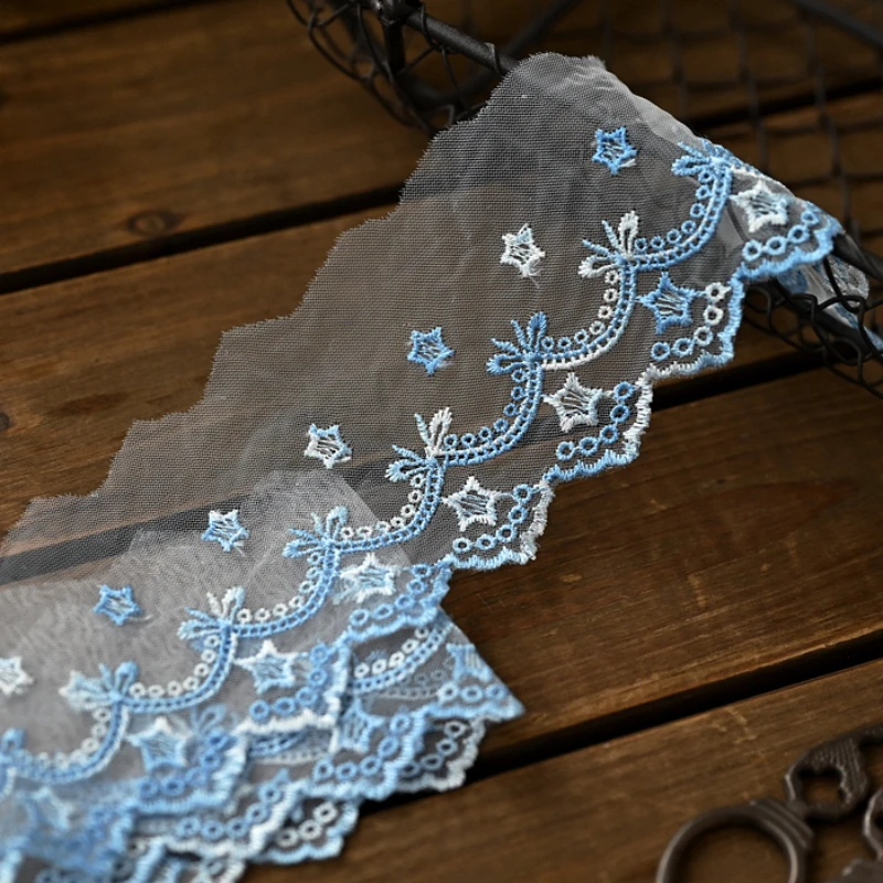 Двойная цветная кружевная ткань вышитая звездой лента с отделкой свадебная