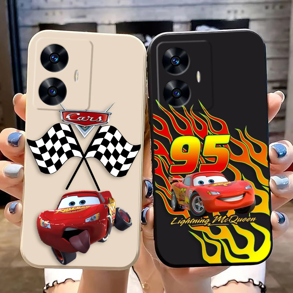 Cartoon Cars Lightning McQueen Phone Case For Realme C65 C63 C53 C35 C55 C33 C30 C21Y C20 C12 C11 GT 2 NARAO 20 30 50 Funda