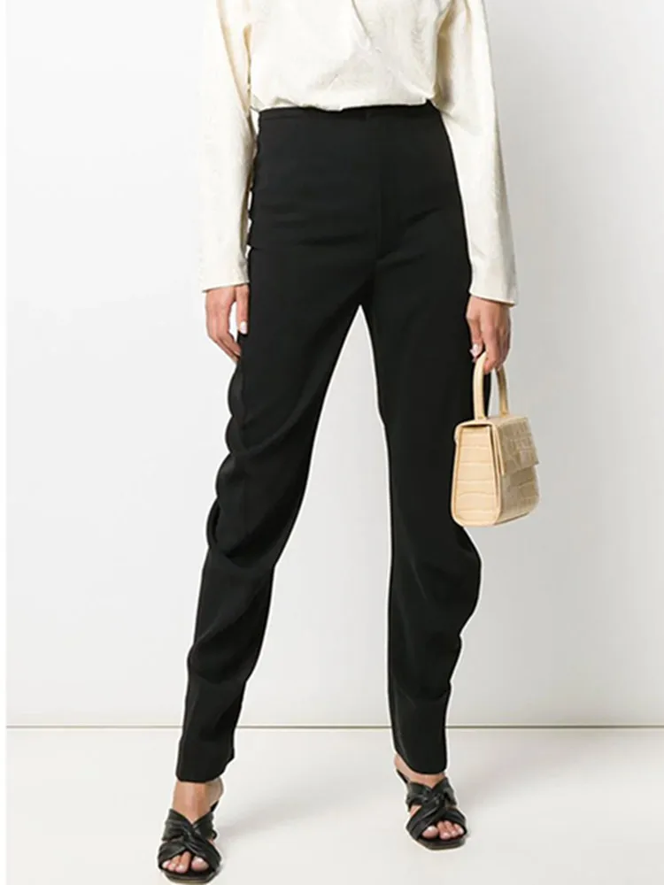 

Summer Women Black Slim Arc-Shaped Banana Pants 2023 New Versatile Ladies Classic Comfortable Draped Casual Trousers