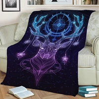 amethyst celestial stag flannel throw blanket 3d printed keep warm sofa child blanket home decor textiles dream family gift