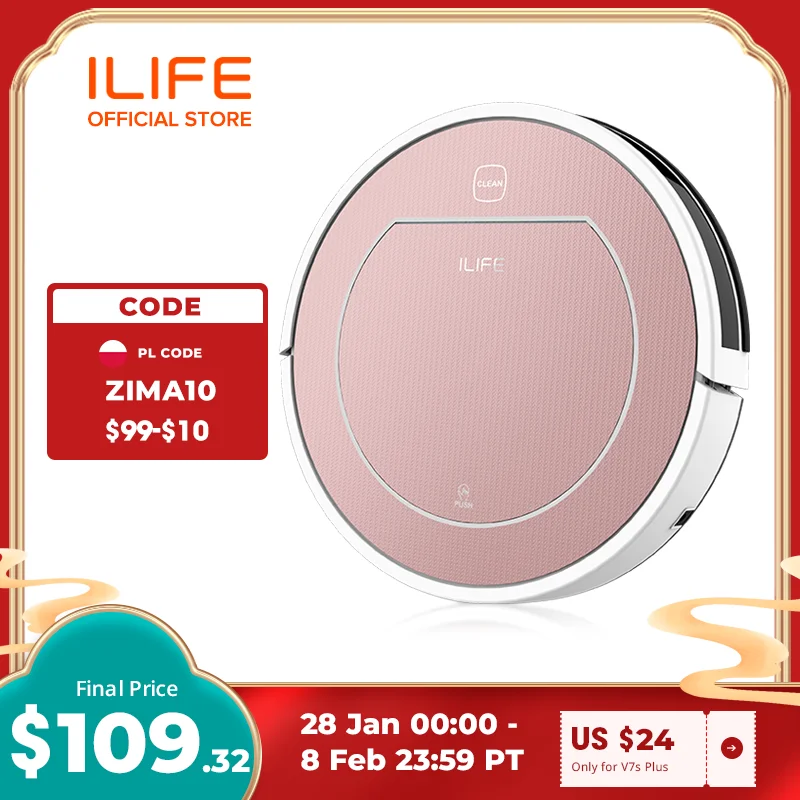 ILIFE V7s Plus Robot Vacuum Cleaner Sweep and Wet Mopping Floors&Carpet Run 120mins Auto Reharge,Appliances,Household Tool Dust