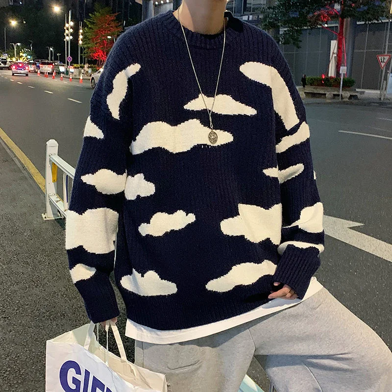 Japanese Fresh and Lazy Style Sweater Men's Fashion Ins Loose and Versatile Vintage Lovers' Sweater Men's and Women's Fashion