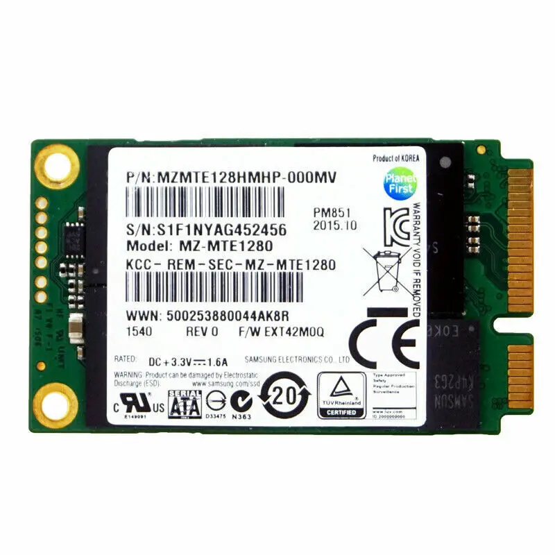 Samsung 128gb Pm851 Msata Ssd Interno 1.8 Polegadas Sata Mzmte128hmhp Dell pn 00y6fc