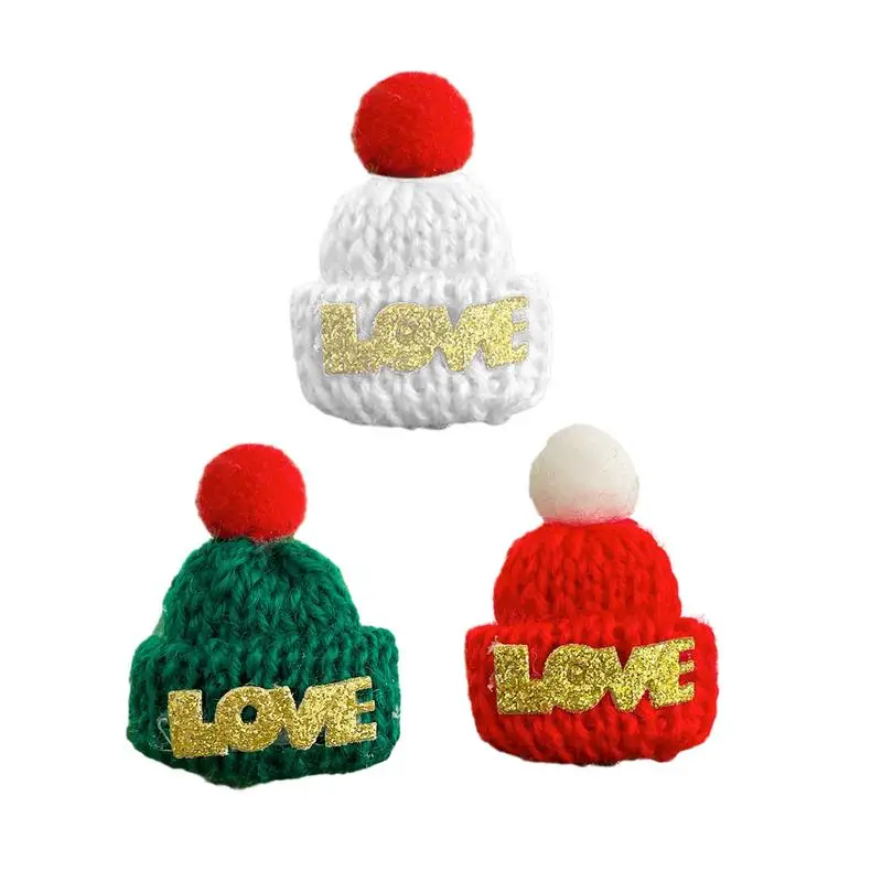 

15PCS Tiny Christmas Knit Hat Christmas Wine Bottle Cover Christmas Hats Scarf Christmas Tableware Decoration Supplies for Party
