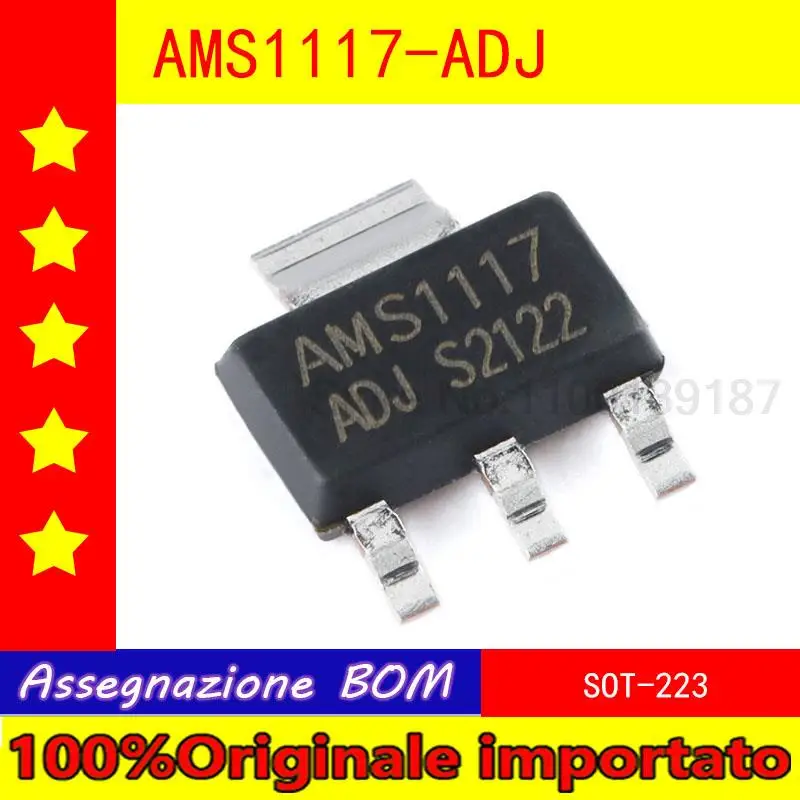 

100% Оригинальный импортный чип 5 шт./лот AMS1117 - ADJ SOT - 223 Регулируемое напряжение/1 a линейные регуляторы с низким выпадением