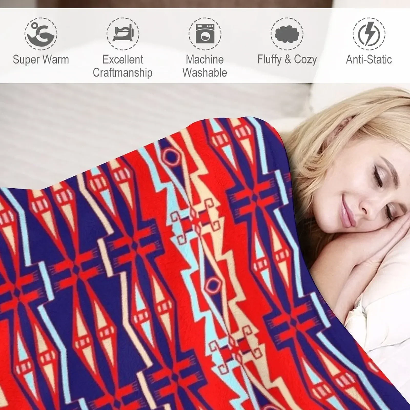 Одеяло Anishinaabe Red Line Art 1 пушистое милое клетчатое одеяло