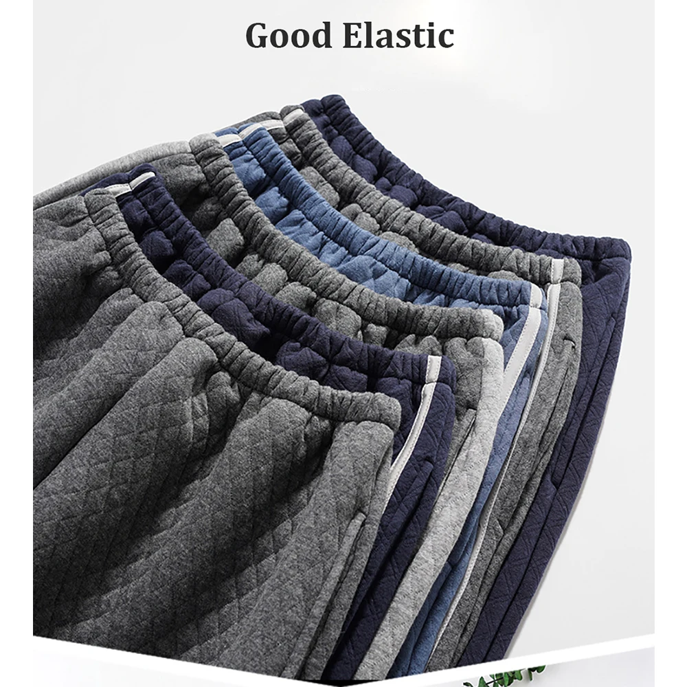 Men's Winter Cotton Thick Warm Pajamas 4XL Loose Striped Pyjama Pants for Men Autumn Elastic Waist Double Pockets Sleeping Pants