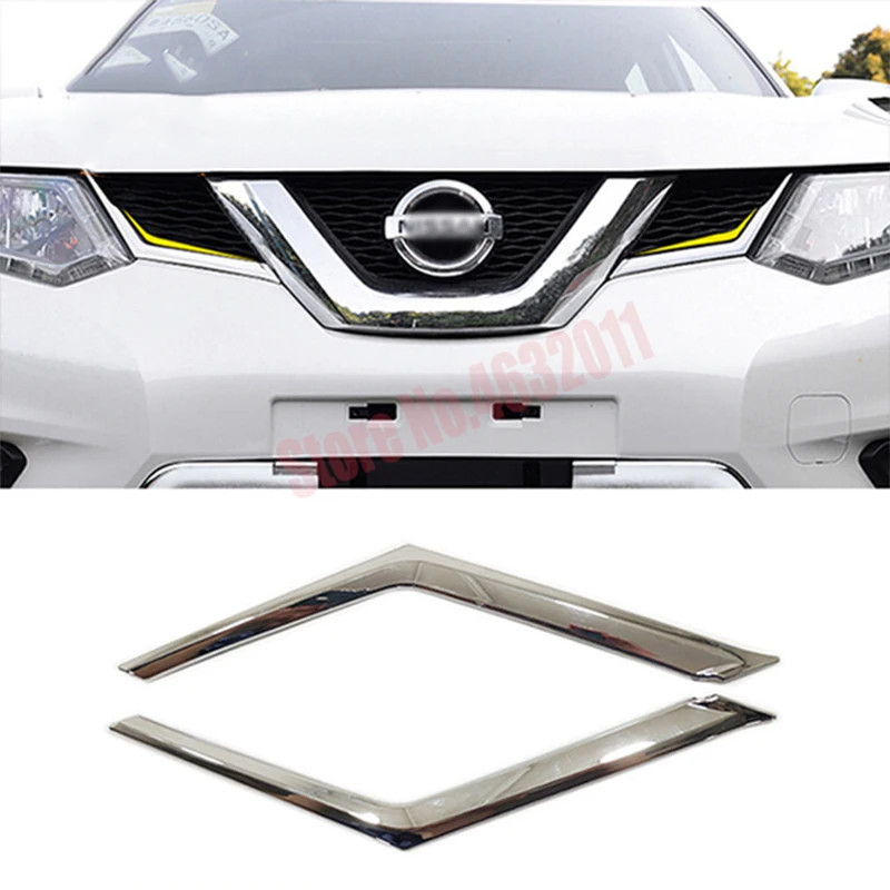 Фото Решетка радиатора для Nissan X-Trail, XTrail T32, Rogue, 2014, 2015, 2016, АБС-пластик, хром, 2 шт. №4