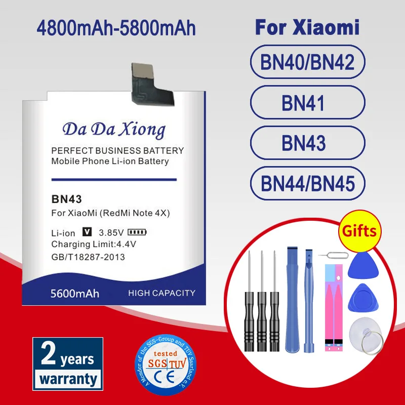 

High CapacityBN40 BN41 BN41L BN42 BN43 BN44 BN45 Battery For Xiaomi Redmi 5 Plus Pro/Note 4X Mi 4/Note 5/Note 2 + Free Tool