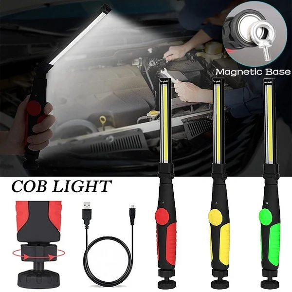Магнитный USB перезаряжаемый портативный инспекционный рабочий фонарь Cob фонарик