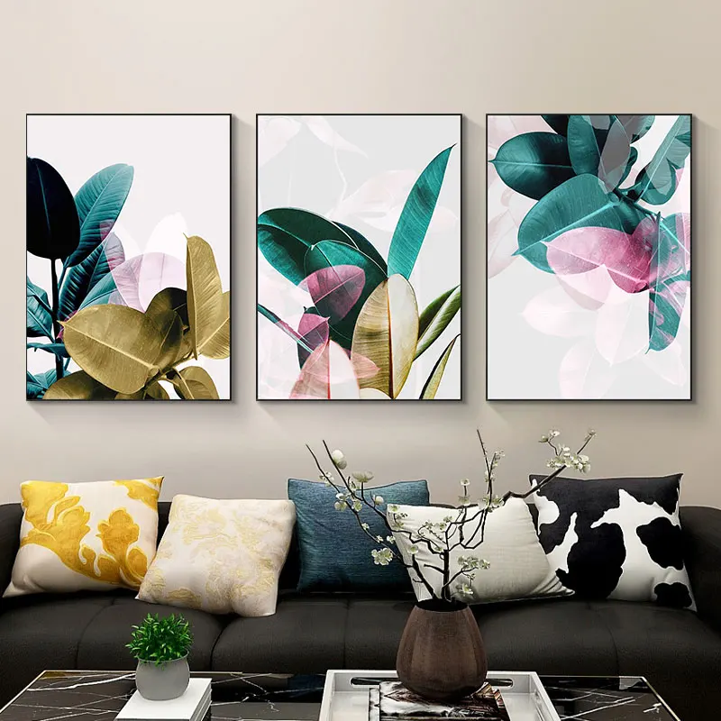 

Modern Abstract Leaves Canvas Art Painting Print Luxury Wall Decorative Poster for Living Room Ofiice Home Decor Picture
