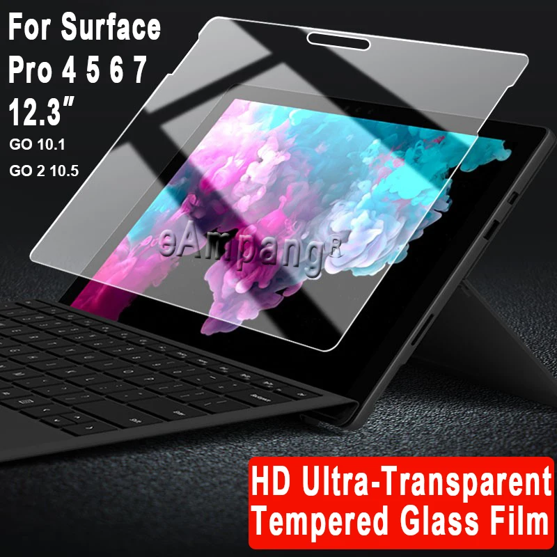 

Tempered Glass for Microsoft Surface Pro 7 Pro X Pro 6 5 4 3 12.3 Go 2 10.5 Book Cover Protective Film Tablet Screen Protector