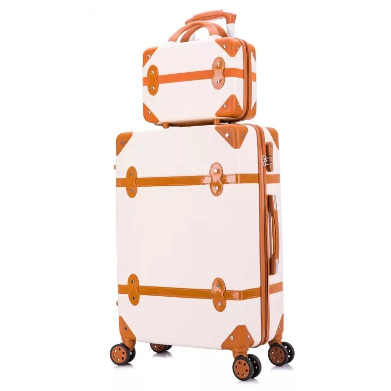 

Carrylove women spinner abs retro luggage 20"22"24"26" trolley bag vintage suitcase set on wheels