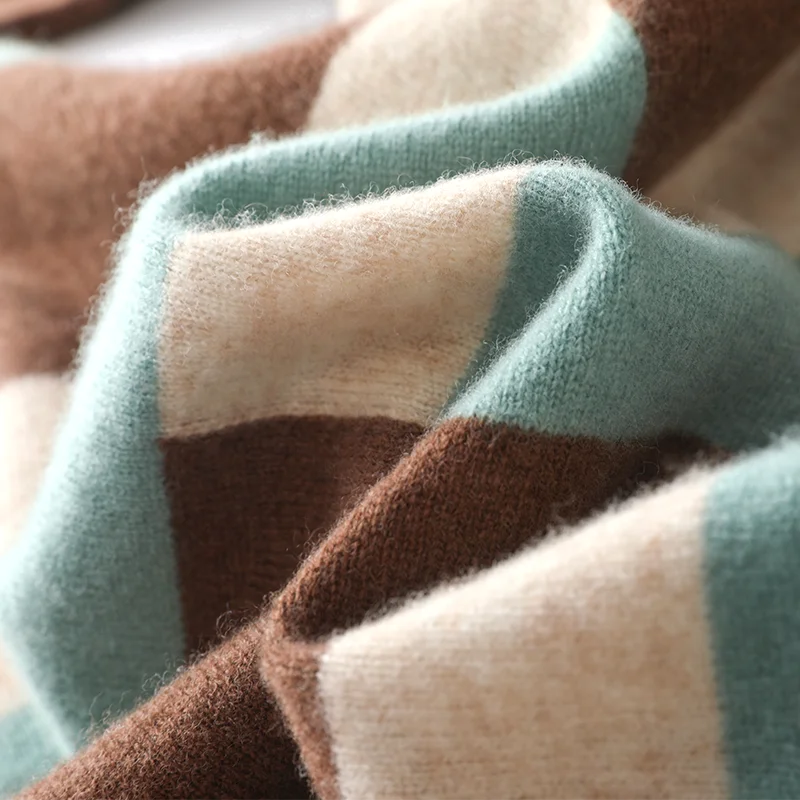 100% cashmere sweater men's round neck  pullover top autumn and winter new fashion square sweater