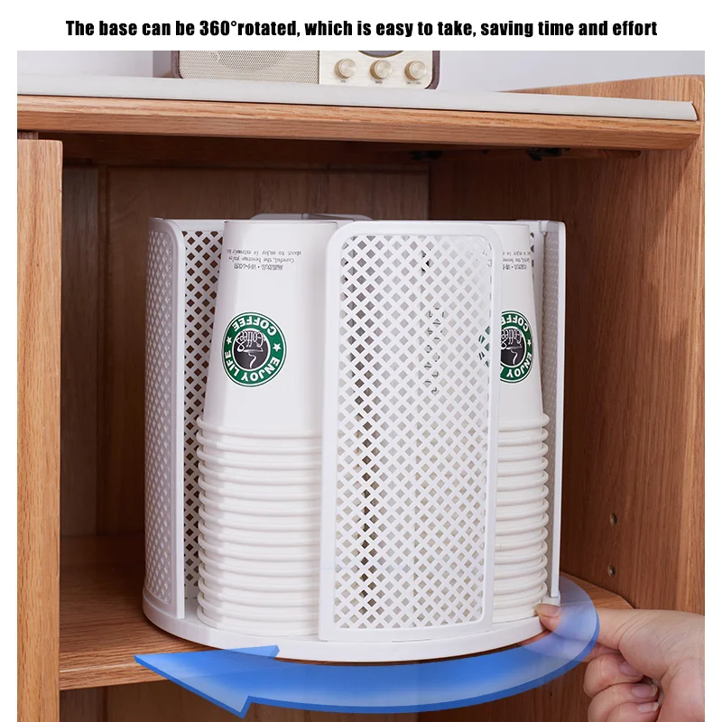 1шт ° Вращающийся диспенсер для бумажных кофейных чашек органайзер