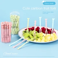 disposable fruit fork home use set plastic creative fruit toothpick cake dessert fork afternoon tea pastry cute cartoon forks
