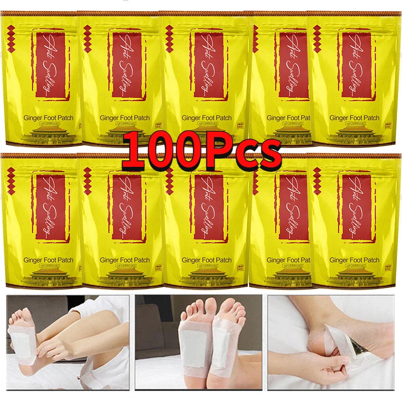 

100/50pcs Ginger Wormwood Detox Foot Patches Deep Cleansing Foot Sticker Anti-Swelling Body Toxin Detoxification Foot Pads