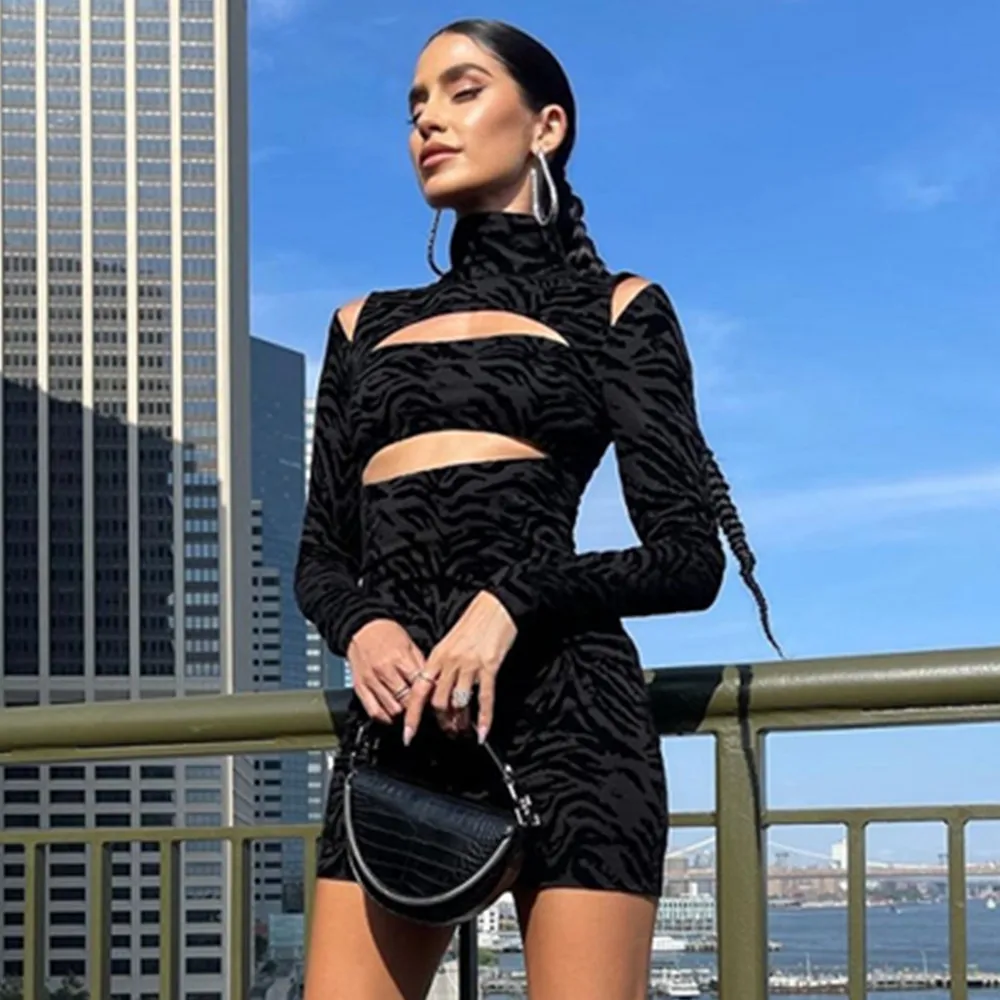 

New Women Fashion Sexy Hollow Out Black Bodycon Velvet Bodycon Dress Chic Evening Party Dress Vestido
