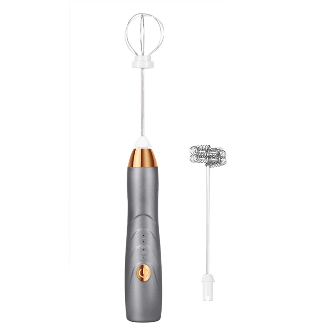 

Rechargeable Handheld Foamer High Egg Speed Electric Milk Frother Foam Maker Mixer Coffee Drink Frothing Wand Grey