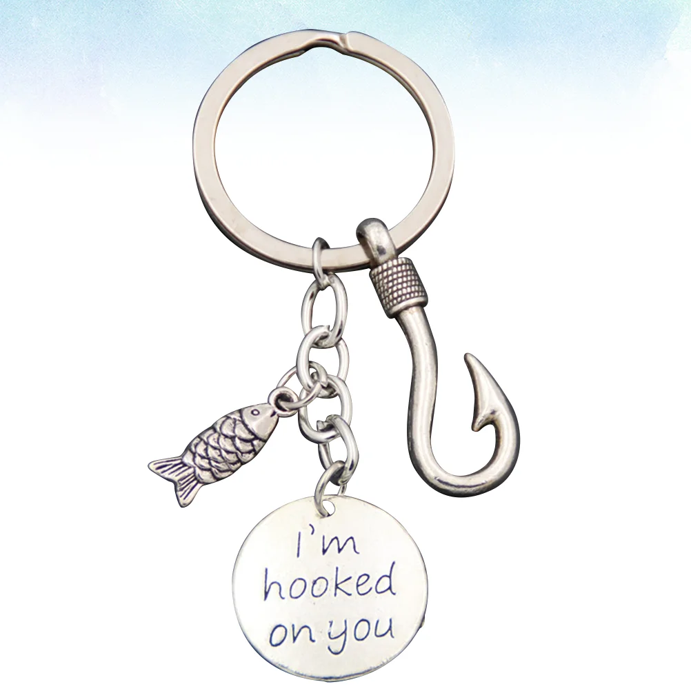 

Father's Day Keychain Alloy Fishhook Keychain Ornament Creative Fish Hanging Key Rings