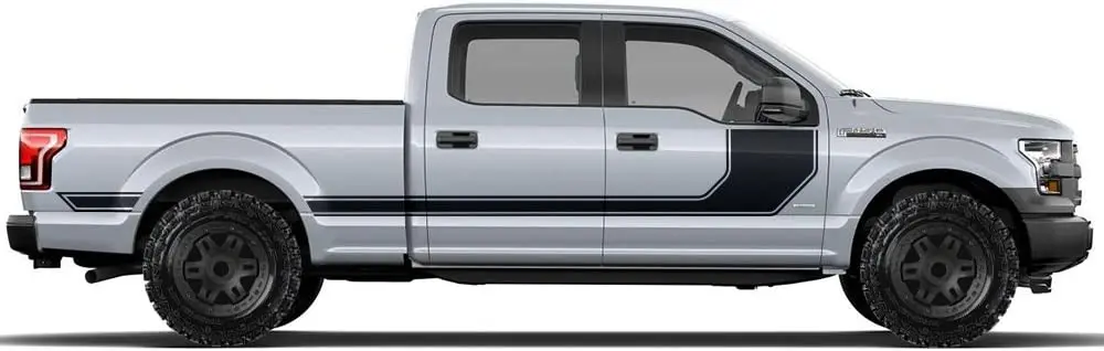 

Factory Crafts Rally Stripe - 1 Side 3M Vinyl Graphics Kit Compatible with Ford F-150 SuperCrew 6.5 Bed 2015-2017 - Matte Black