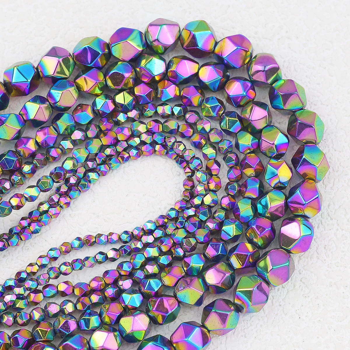 3-10 мм граненые многоугольные бусины из натурального гематита свободные