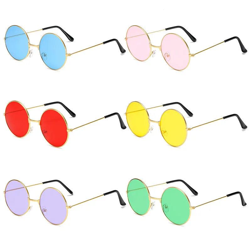 

Retro Round Sunglasses Colorful Trend Color Lenses Prince Mirror Men Women Couples Children's Parent-child Glasses Designer
