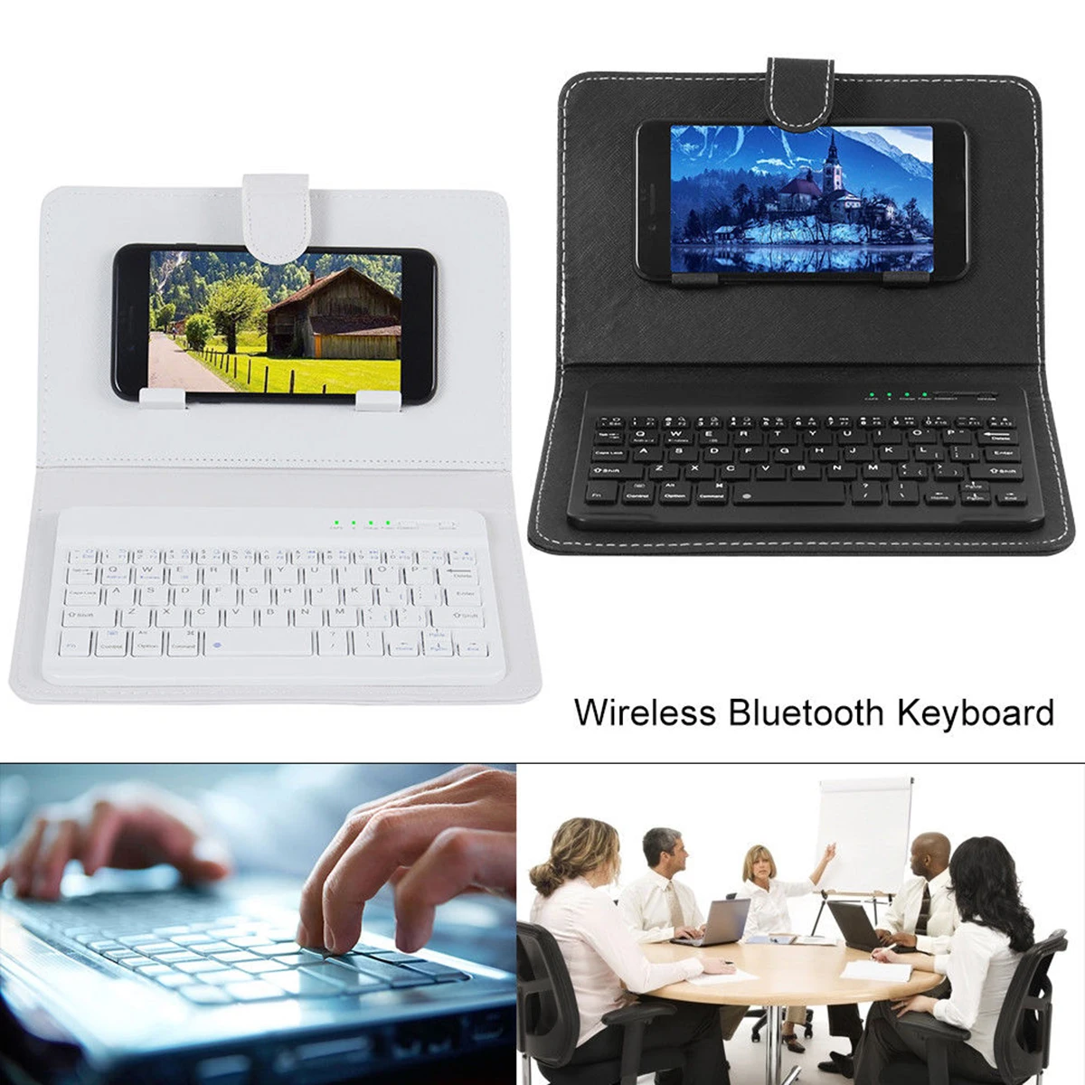 Универсальный кожаный чехол с беспроводной Bluetooth-клавиатурой и подставкой для