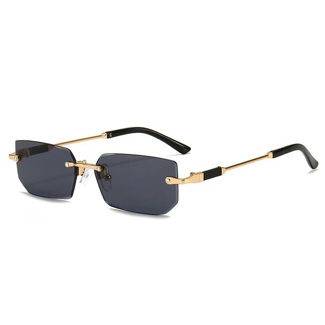 

Rectangular Rimless Sunglasses 2022 Women Men Shades Brand Designer Gradient Summer Drive to Wea Sun Glasses UV400