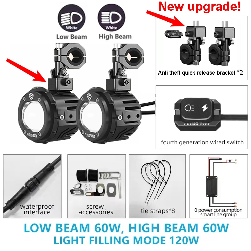 

Future Eyes F20P Мотоцикл Прожектор Вспомогательные противотуманные фары Проводной переключатель Ультра яркие вспомогательные фары дальнего света Заполняющий свет Водонепроницаемый