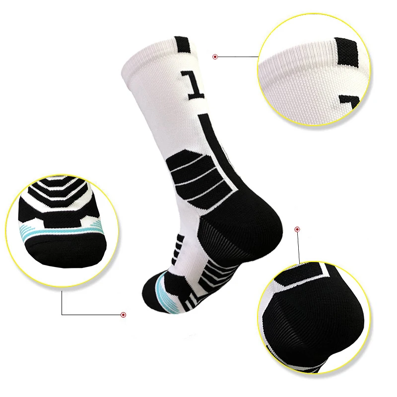 Digital Cycling Sock Running Basketball Socks Men Women Sports Socks Elite Male Thickening Towel Bottom High Socks Football Sock