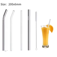 glass stainless steel straws eco friendly reusable drinking straw for smoothies cocktails bar accessories brushes