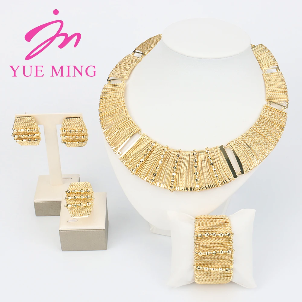 

Large Dubai Jewelry Sets For Women Luxury Gold Plated Necklace Earrings Women Jewelry Sets Ladies Banquet Dating Wedding Jewelr