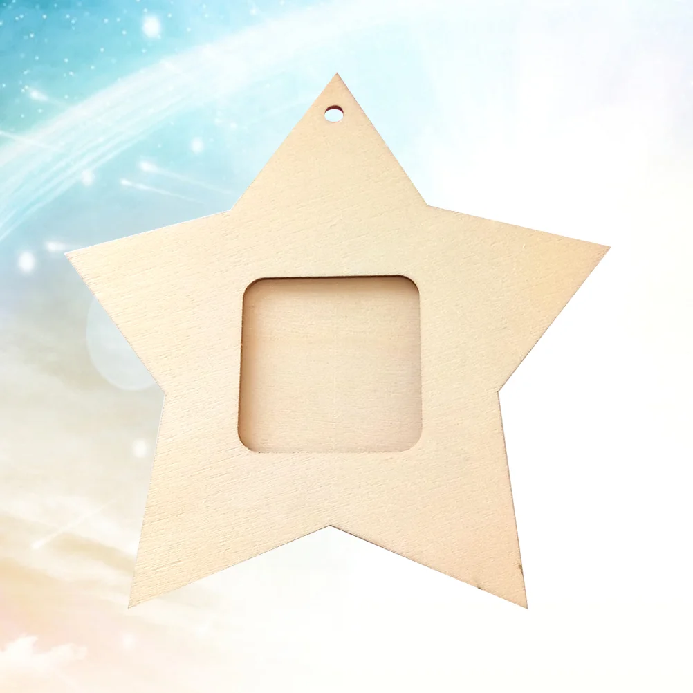 

10pcs Star Photo Frame Wooden Rustic Unfinished DIY Crafts Home Decoration Photo Frame Picture Holder