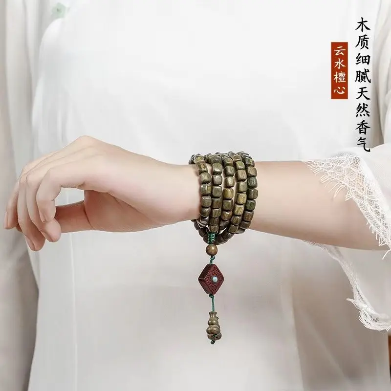 

Браслет из сандалового дерева SNQPGreen, квадратная бусина, 108, черное колье Будды, 8 мм, для мужчин и женщин