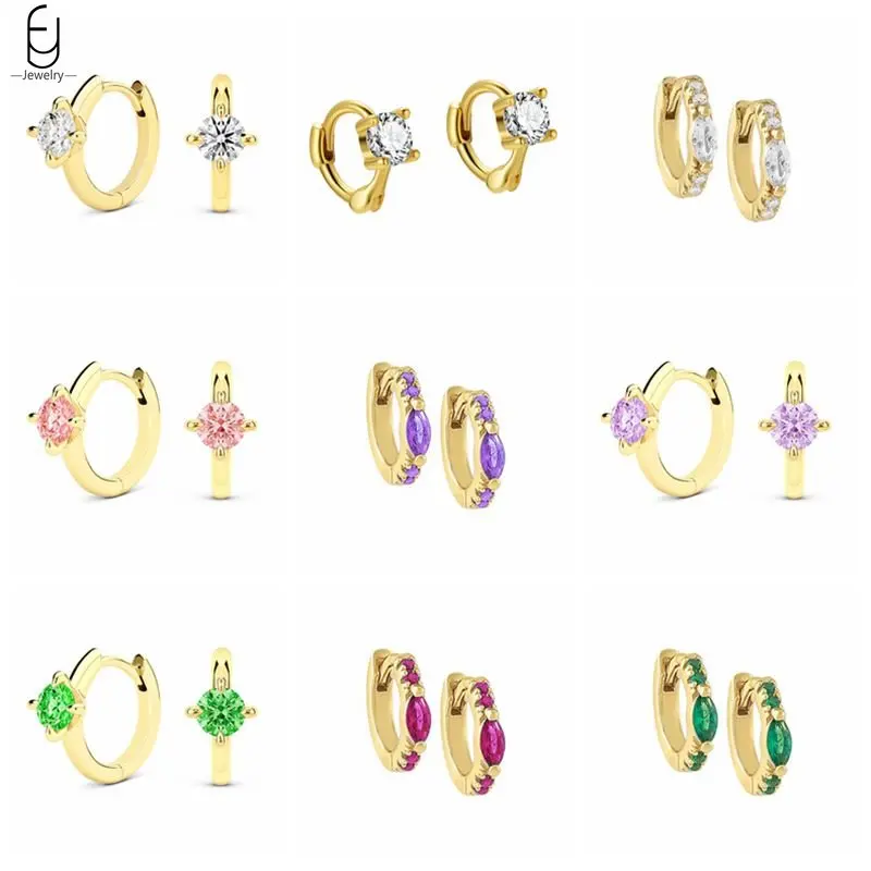 

925 Stelings Silver Needle Cubic Zirconia Cz Hoop Earrings For Women Ear Piercing Earrings Trend Birthday Jewelry Accessories