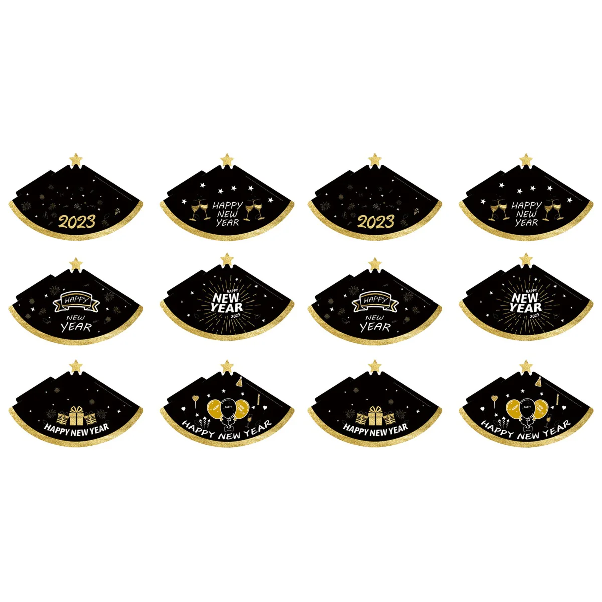 

12 Happy New Year Cone Hats 2023 New Year Eve Party Hats Party Random Style