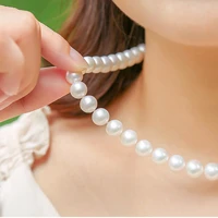 natural white freshwater pearl necklace near round original cultured beads vintage jewelry charms beaded chain for women mother