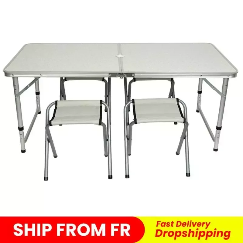 

Collapsible Lightweight Aluminum Portable Roll Up Table Chairs Set Outdoor Folding Camping Stool Patio Foldable Picnic Table HWC