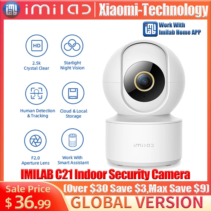 

IP-камера IMILAB C21 для домашней системы безопасности, Wi-Fi, 2,5 K HD, 360 °
